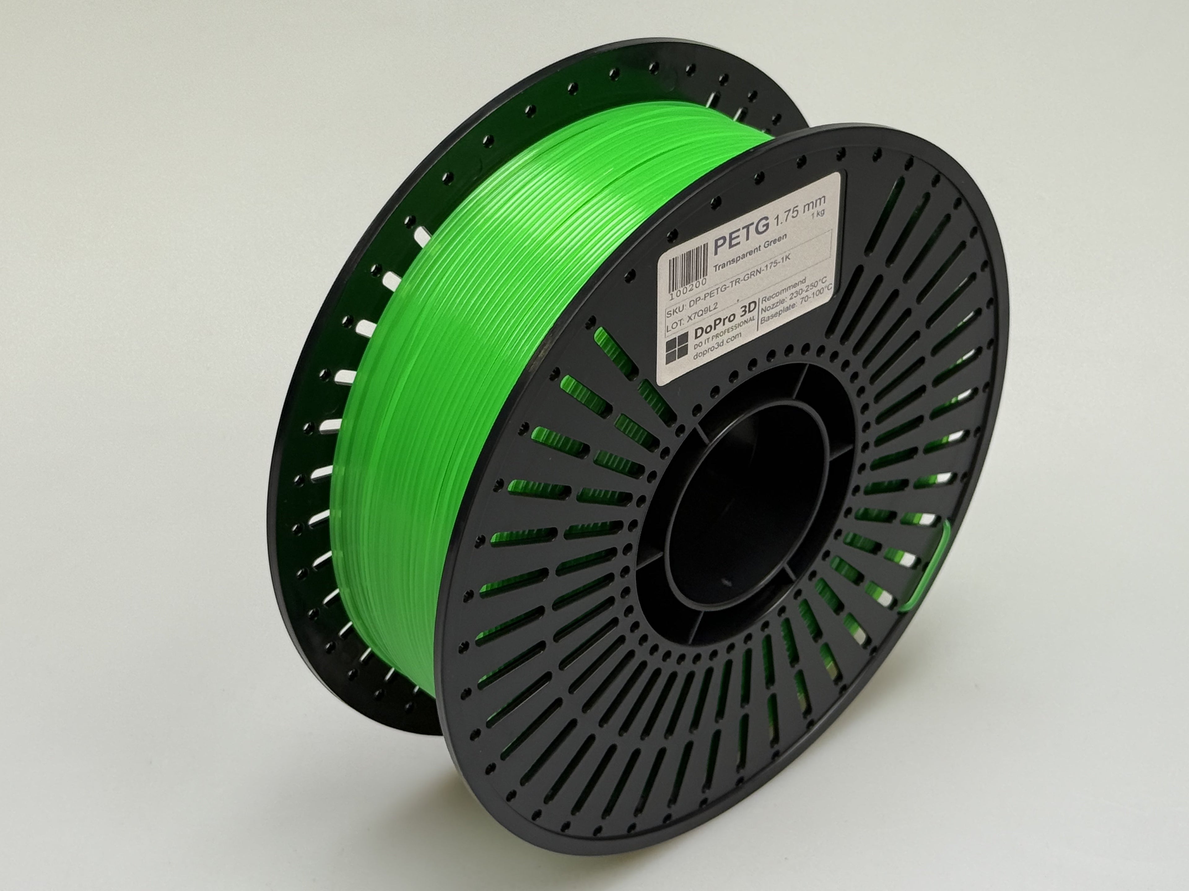 DoPro 3D PETG Transparent – Green – Spule