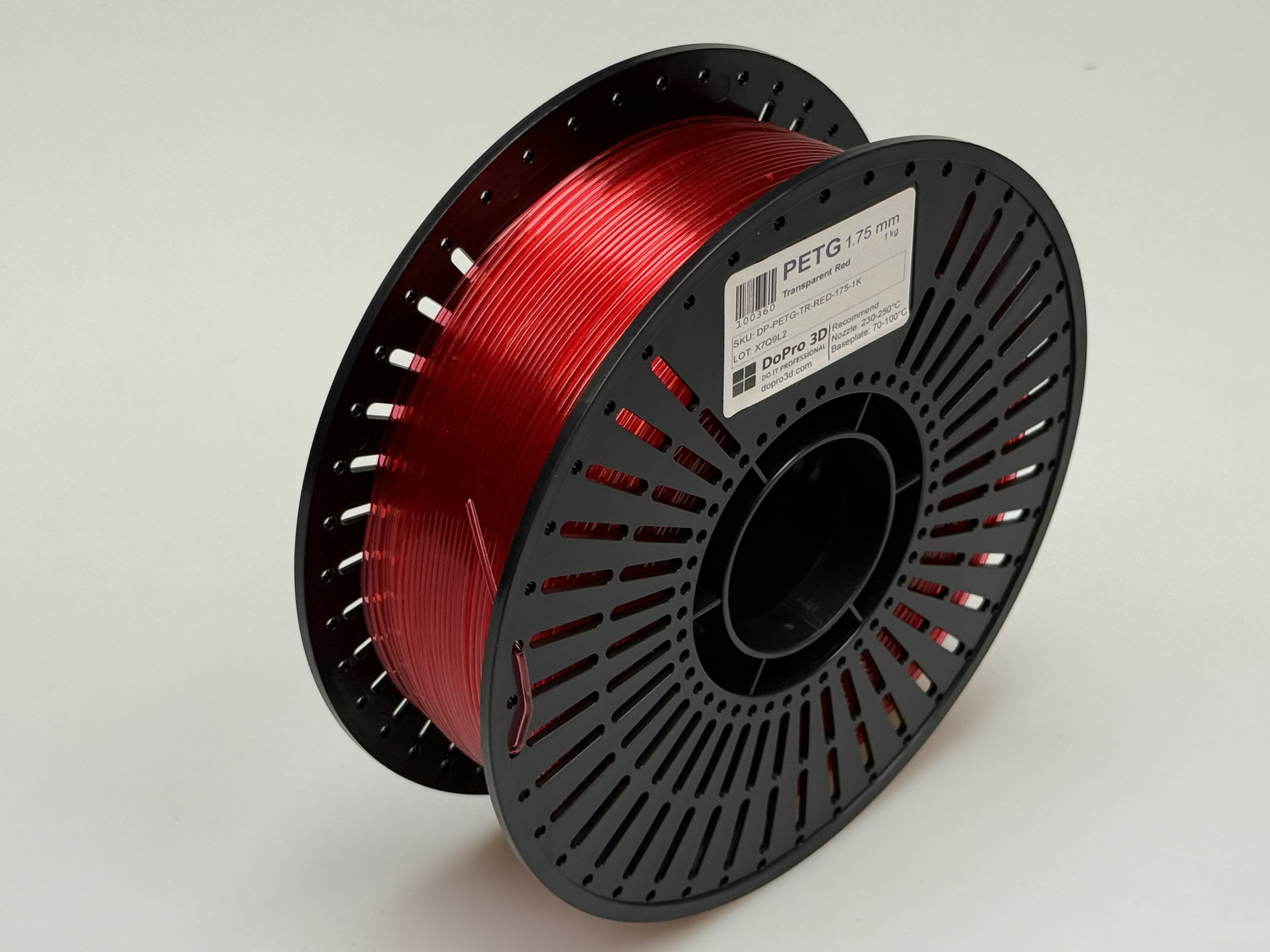 DoPro 3D PETG Transparent – Red – Spule