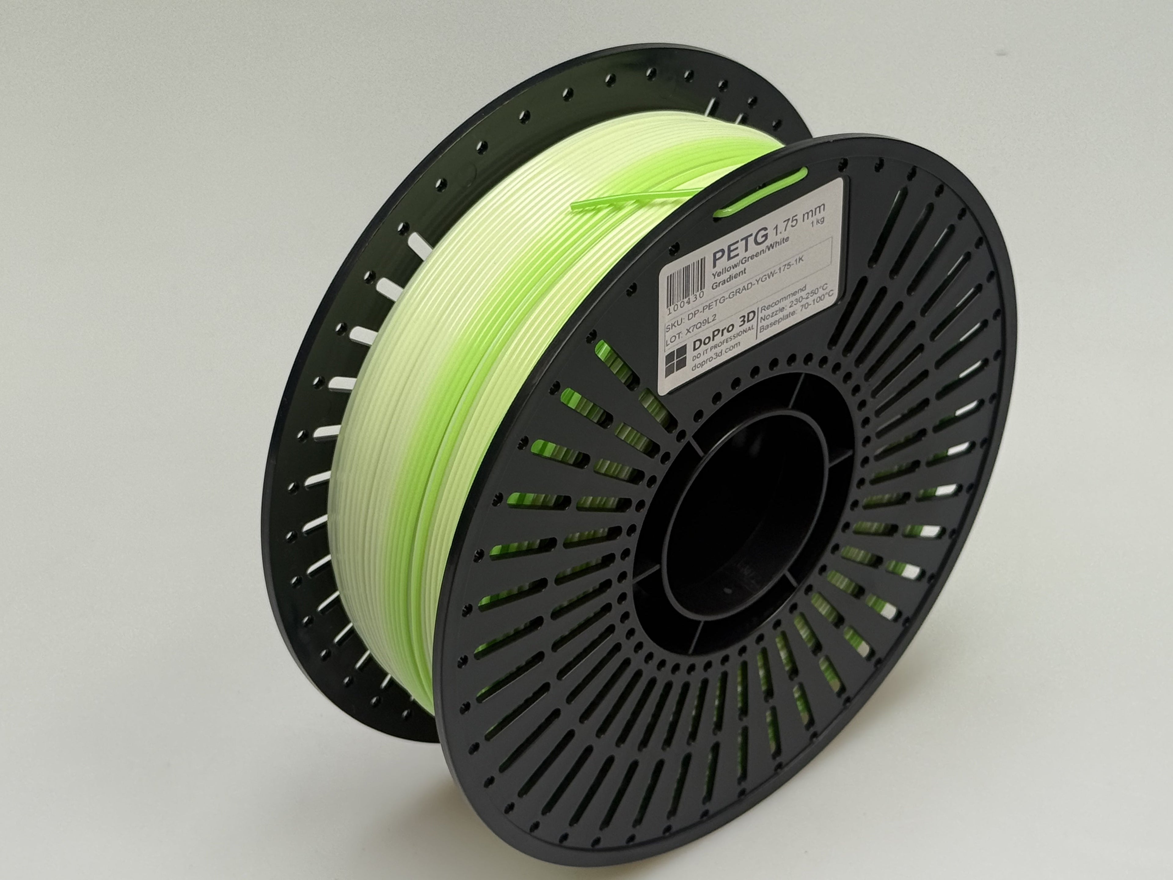 DoPro 3D PETG Gradient – Lime Yellow Green White – Spule