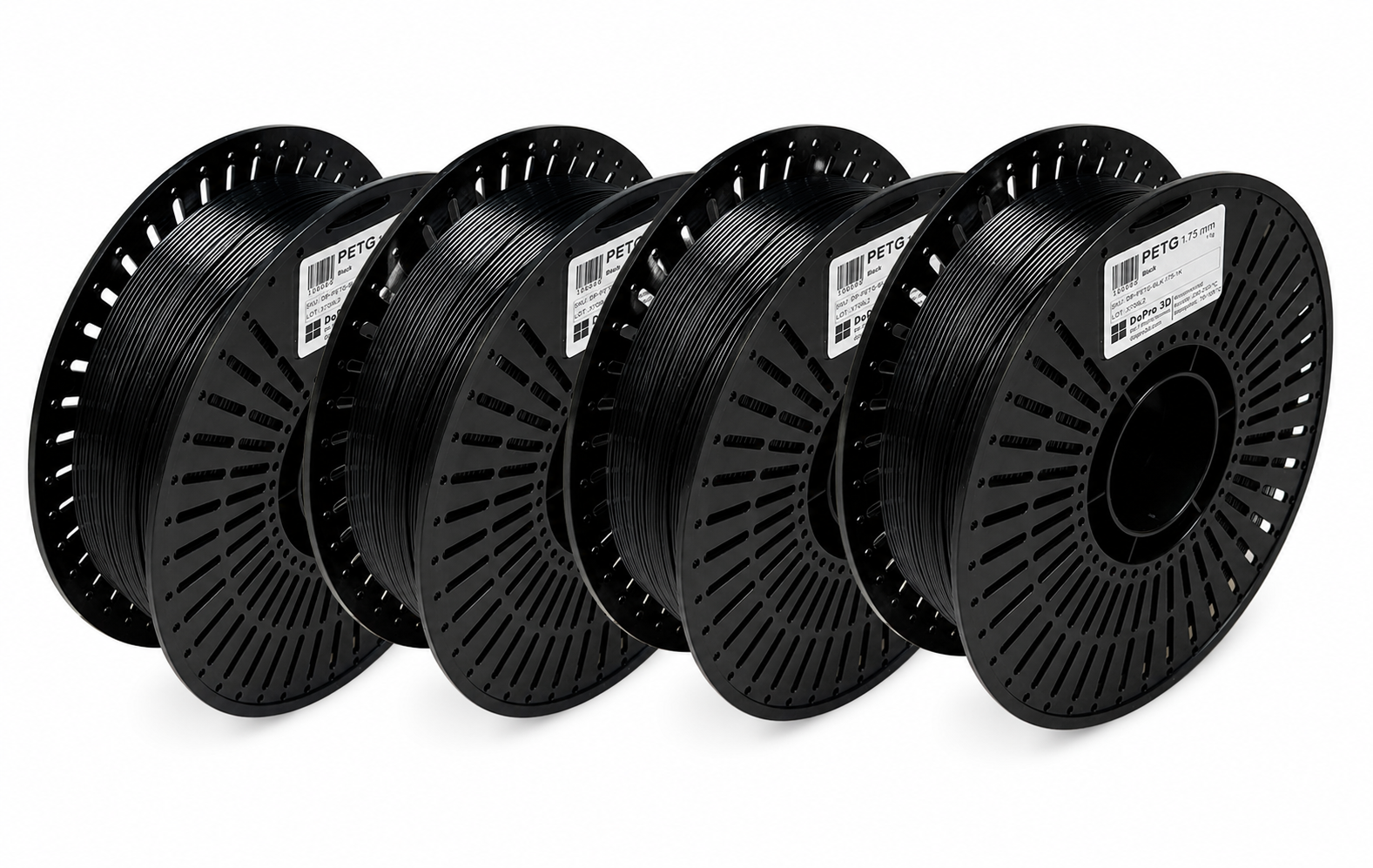 DoPro 3D PETG Filament Classic – 4er Set Schwarz – Nexyl Class – 1,75 mm – 4× 1,0 kg