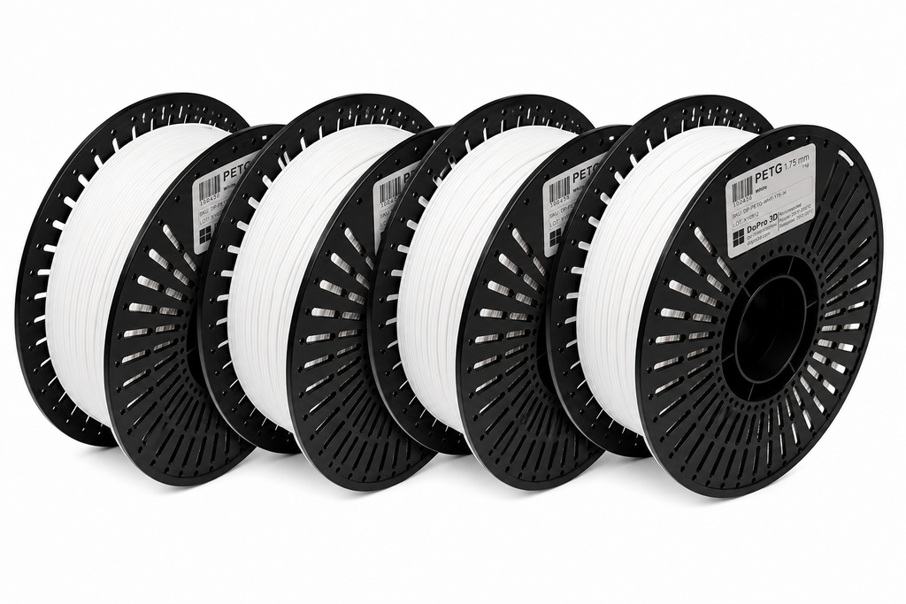 DoPro 3D PETG Filament Classic – 4er Set Weiß – Nexyl Class – 1,75 mm – 4× 1,0 kg