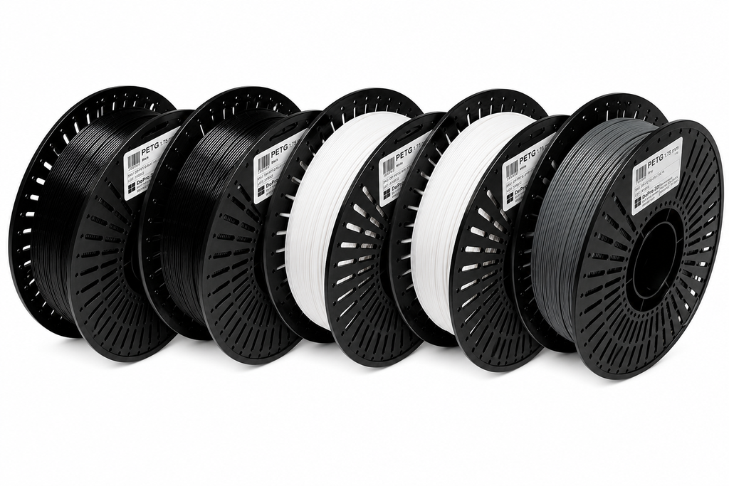 DoPro 3D PETG Filament Classic – 5er Set 2× Schwarz, 2× Weiß, 1× Grau – Nexyl Class – 1,75 mm – 5× 1,0 kg